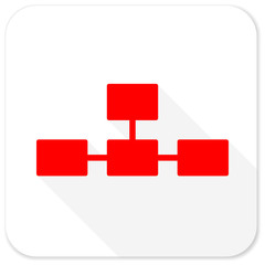 Obraz premium database red flat icon with long shadow on white background