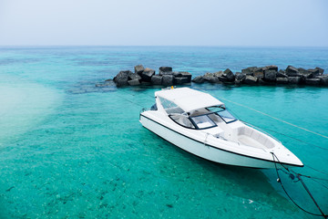 White Boat Anchor at the Blue Sea