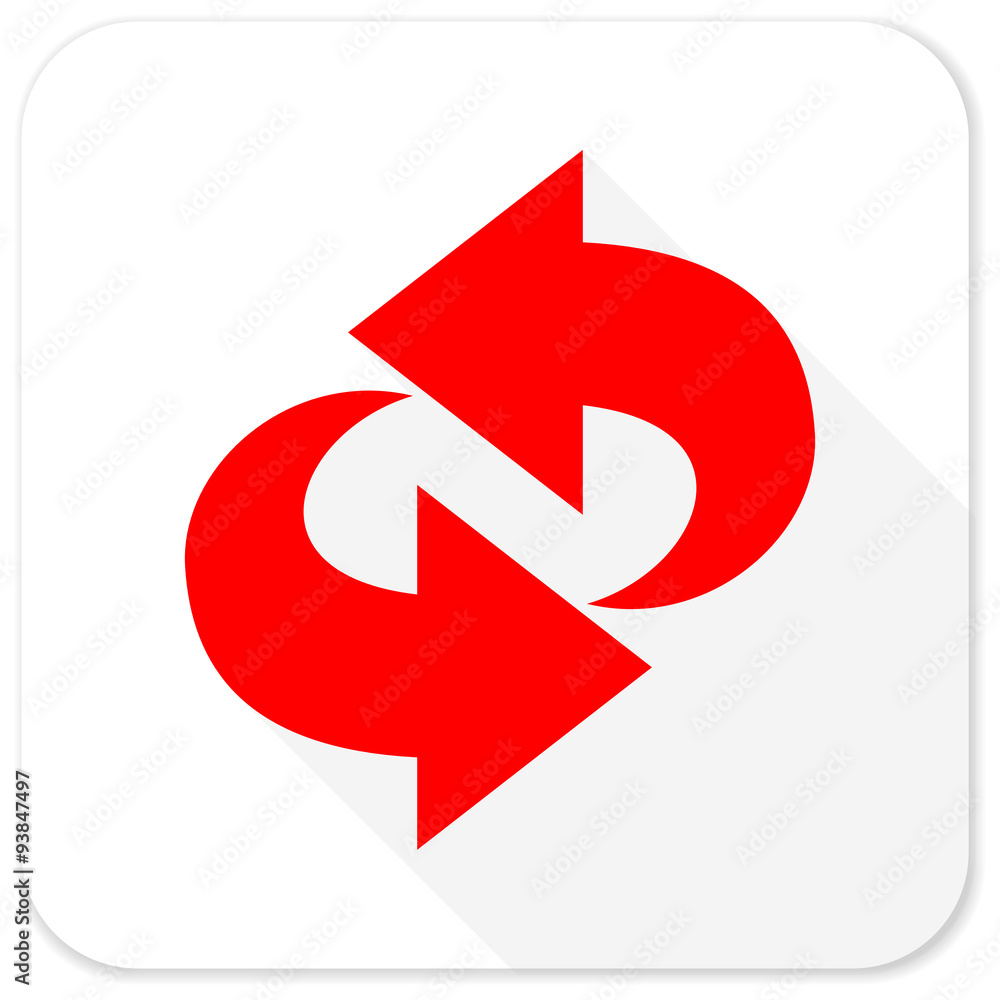 Aufkleber rotation red flat icon with long shadow on white background