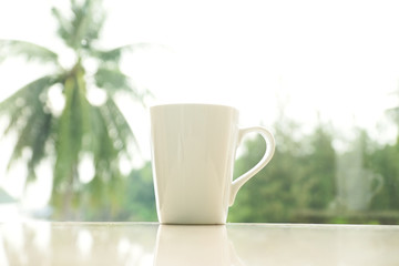 Coffee Cup with a Nature Scenery in the Morning