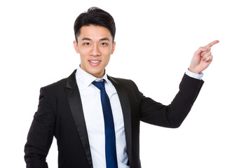 Businessman showing finger up