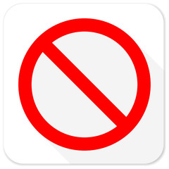 access denied red flat icon with long shadow on white background