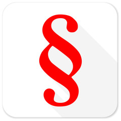 paragraph red flat icon with long shadow on white background