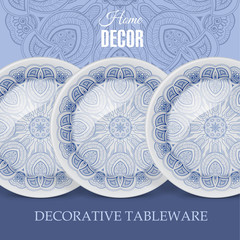 Advertising banner with decorative tableware