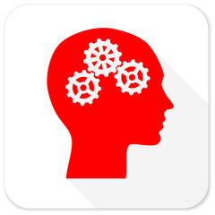 head red flat icon with long shadow on white background