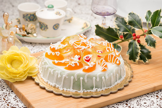 Cassata cake, Cassata siciliana is a traditional sweet from Palermo and Messina for Easter, Sicily, Italy