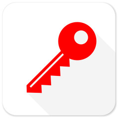 key red flat icon with long shadow on white background