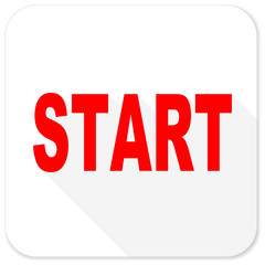 start red flat icon with long shadow on white background