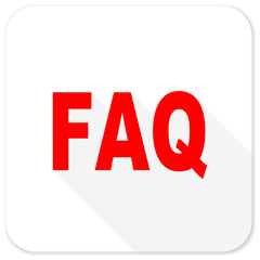 faq red flat icon with long shadow on white background