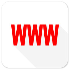 www red flat icon with long shadow on white background