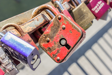 locks / Padlocks on a bridge railing