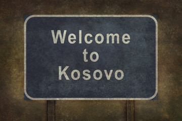 Welcome to Kosovo roadside sign illustration