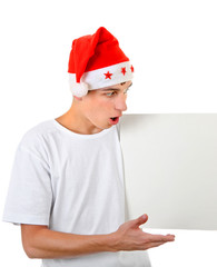 Surprised Teenager with Blank Board