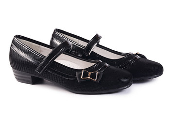 Women's black shoes isolated on white