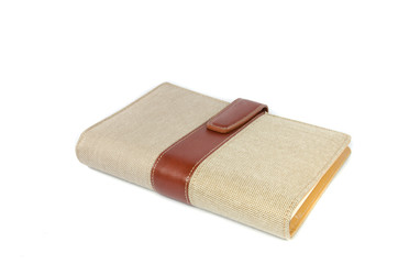 Portable notebook cover on white background