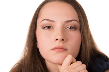 Fototapeta premium Beautiful young woman with pensive glance