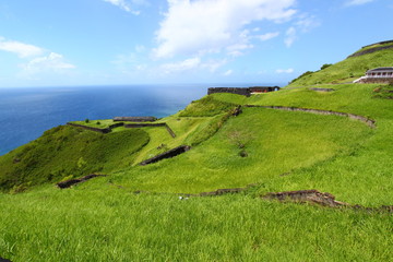 Fototapeta na wymiar Brimstone Hill Fortress on the Caribbean island of Saint Kitts