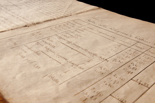particolare di vecchio quaderno d iricette 1935/36