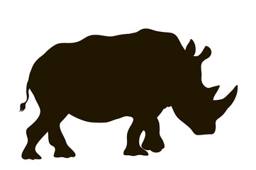 Vector silhouette moving rhino