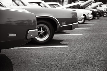 Fototapeta na wymiar Classic cars parked in a row