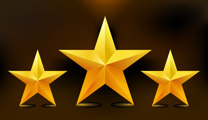 Illustration of the three gold stars. Vector.