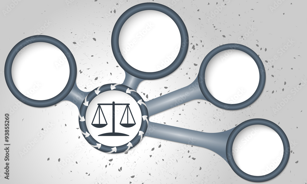 Poster Vector circular text boxes for your text with arrows and justice