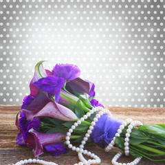 Calla lilly and eustoma flowers