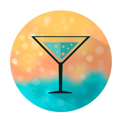 Vector stylish flat icon with long shadow effect of drinks and cocktails on blurred background.