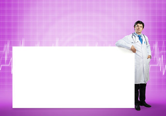 Doctor with banner