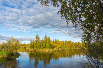 Fototapeta premium Autumn landscape river Yagenetta