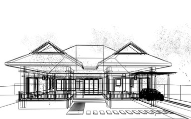 abstract sketch design of exterior house