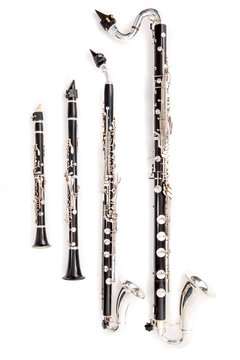 Famiglia di Clarinetti isolati su sfondo bianco
