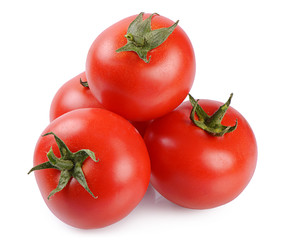 Red fresh tomatoes isolated on white