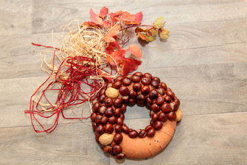 Handmade production Christmas wreaths.