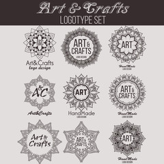 Oriental high quality logo templates set. Vector ethnic ornamental design for beauty salons, spa, massage, barber shops, saunas, healthcare and medicine.