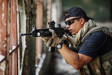 Fototapeta premium Private Military Contractor during the special operation