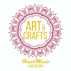 Ethnic logotype decorative element. Hand drawn elegant lineart logo design. Vector illustration. Islam, Arabic, Indian, ottoman motifs.