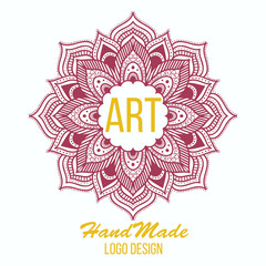 Ethnic logotype decorative element. Hand drawn elegant lineart logo design. Vector illustration. Islam, Arabic, Indian, ottoman motifs.