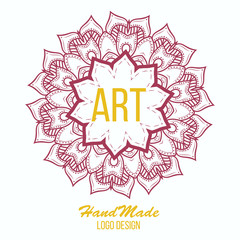 Ethnic logotype decorative element. Hand drawn elegant lineart logo design. Vector illustration. Islam, Arabic, Indian, ottoman motifs.