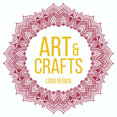 Ethnic logotype decorative element. Hand drawn elegant lineart logo design. Vector illustration. Islam, Arabic, Indian, ottoman motifs.