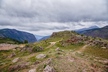 mountain valley height of the summer day