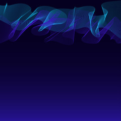 Abstract waves-lines dark blue background with northern lights