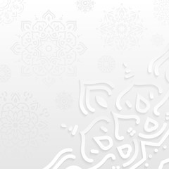 White arabic abstract background with paper cut texture, vector