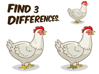 Find differences game hen chicken vector 