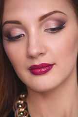 Close up portrait of beautiful young woman face