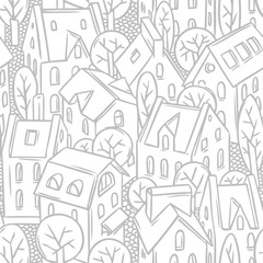 City seamless pattern with roofs