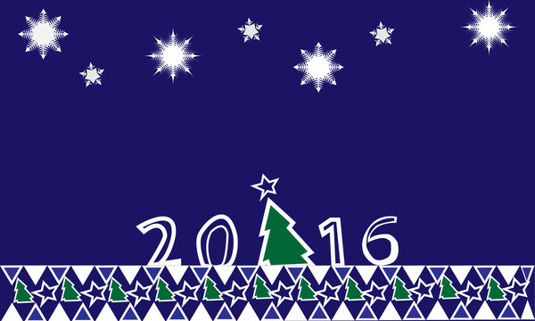 Felicitación año nuevo 2016, sobre fondo azul.
