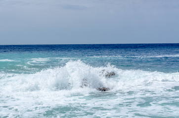 Storm wave on the sea