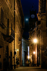 mysterious narrow alley with lanterns