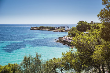 Isolated Beach and Rocky Coast, Ibiza, Spain